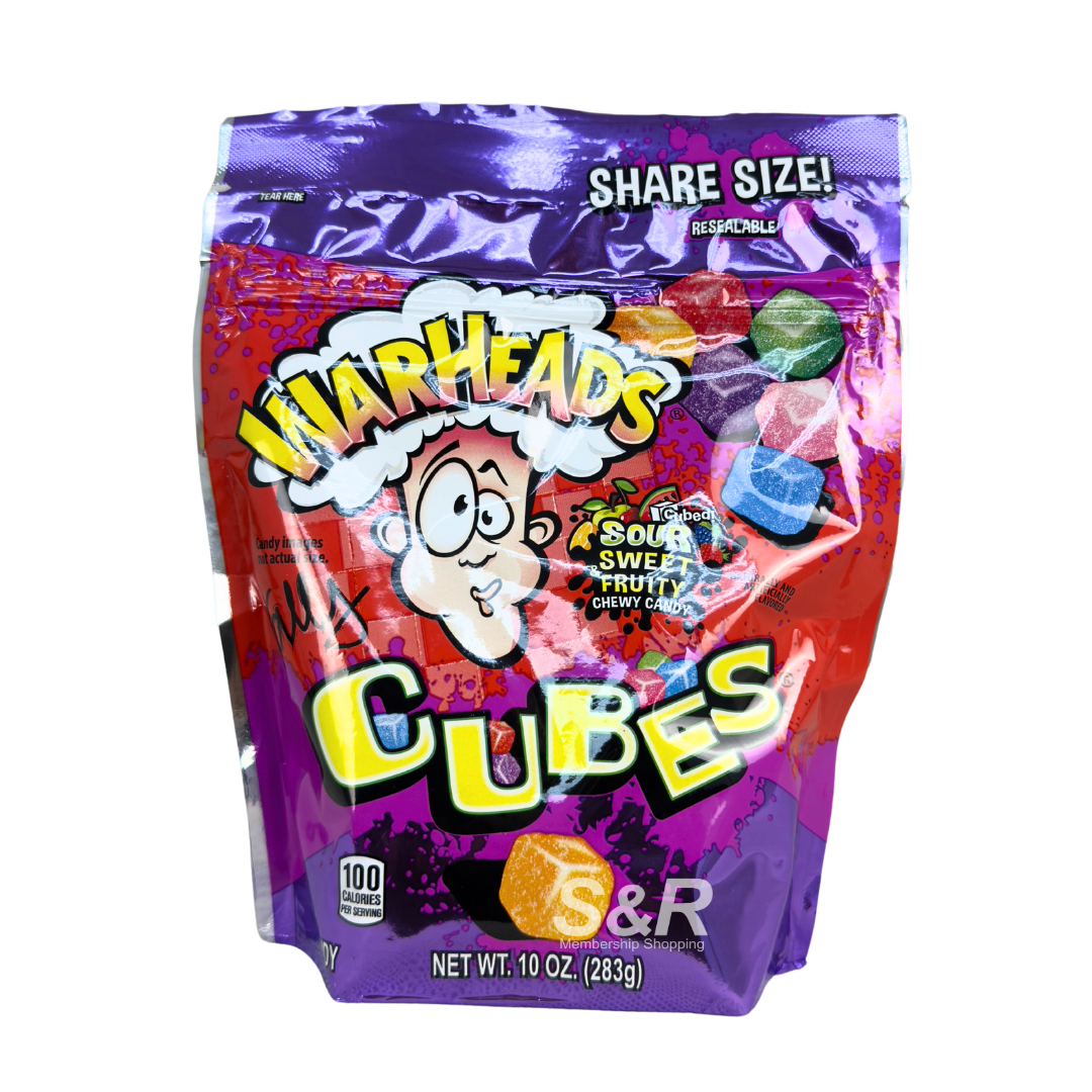 Warheads Cubes Sour Sweet & Fruity Chewy Candy 283g